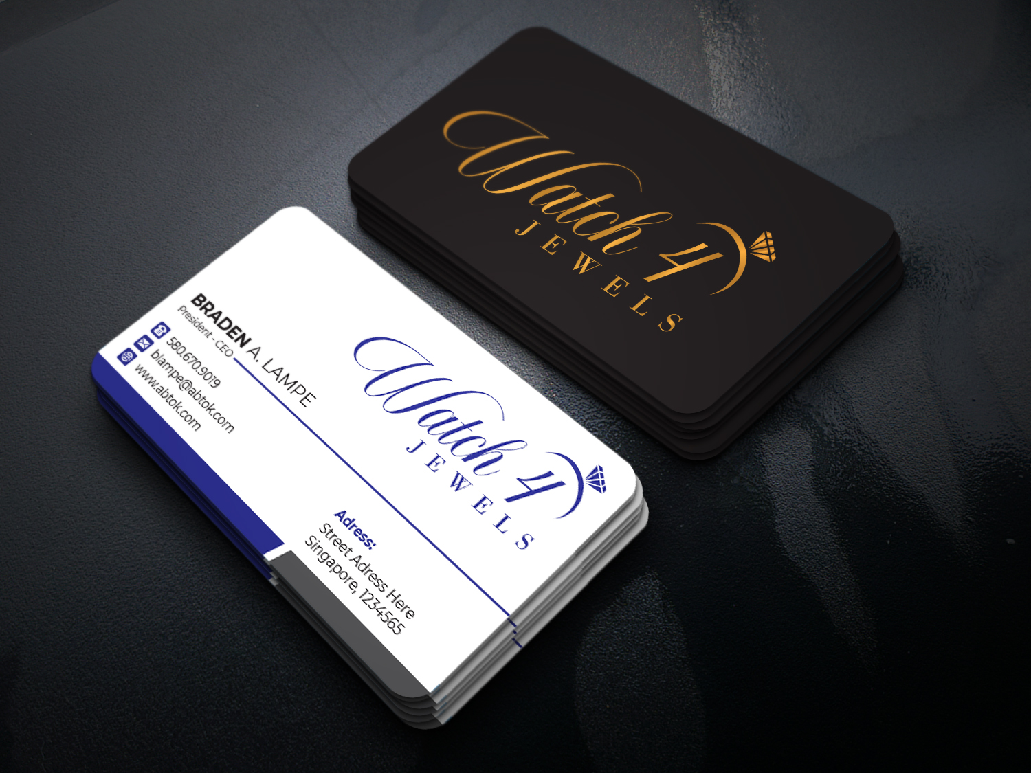 Watch 4 Jewels Business Card Design